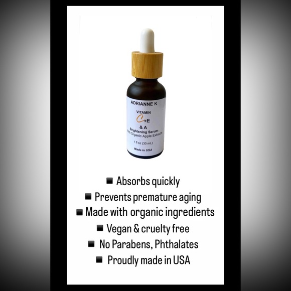 Brightening Vitamin C Face Serum Dark Spot Remover. By ADRIANNE K.Vegan, 1 Fl Oz - Picture 2 of 8